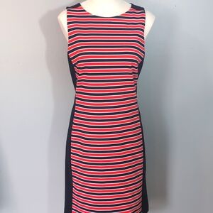 Michael Kors Sleeveless Coral and Navy Blue dress, sz 8.